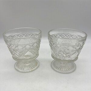Vintage Hazel Atlas Big Top Peanut Butter Sherbet Glasses Set Of 2 Pressed Glass
